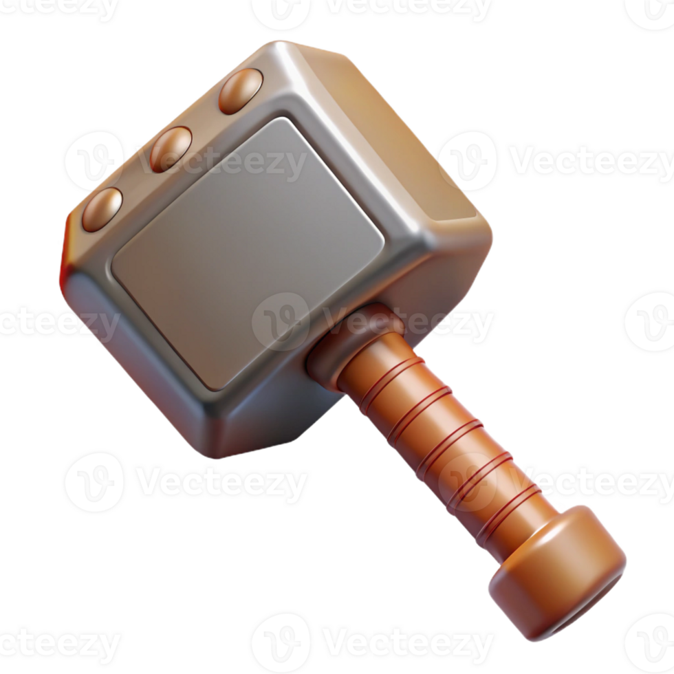 majestic mid-century Thor's Hammer, Mjolnir, powerful weapon with Transparent Background 8K png