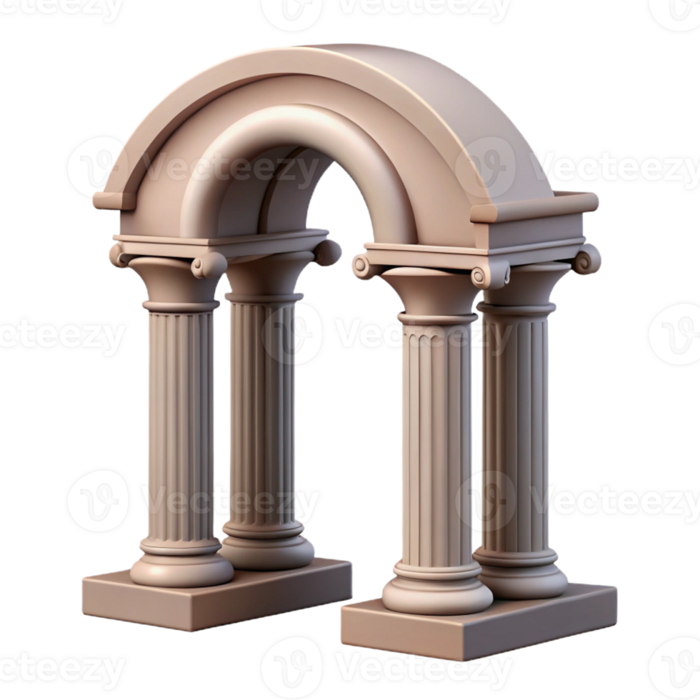 radiant dynamic rustic Roman arch, keystone detail with Transparent Background studio quality png