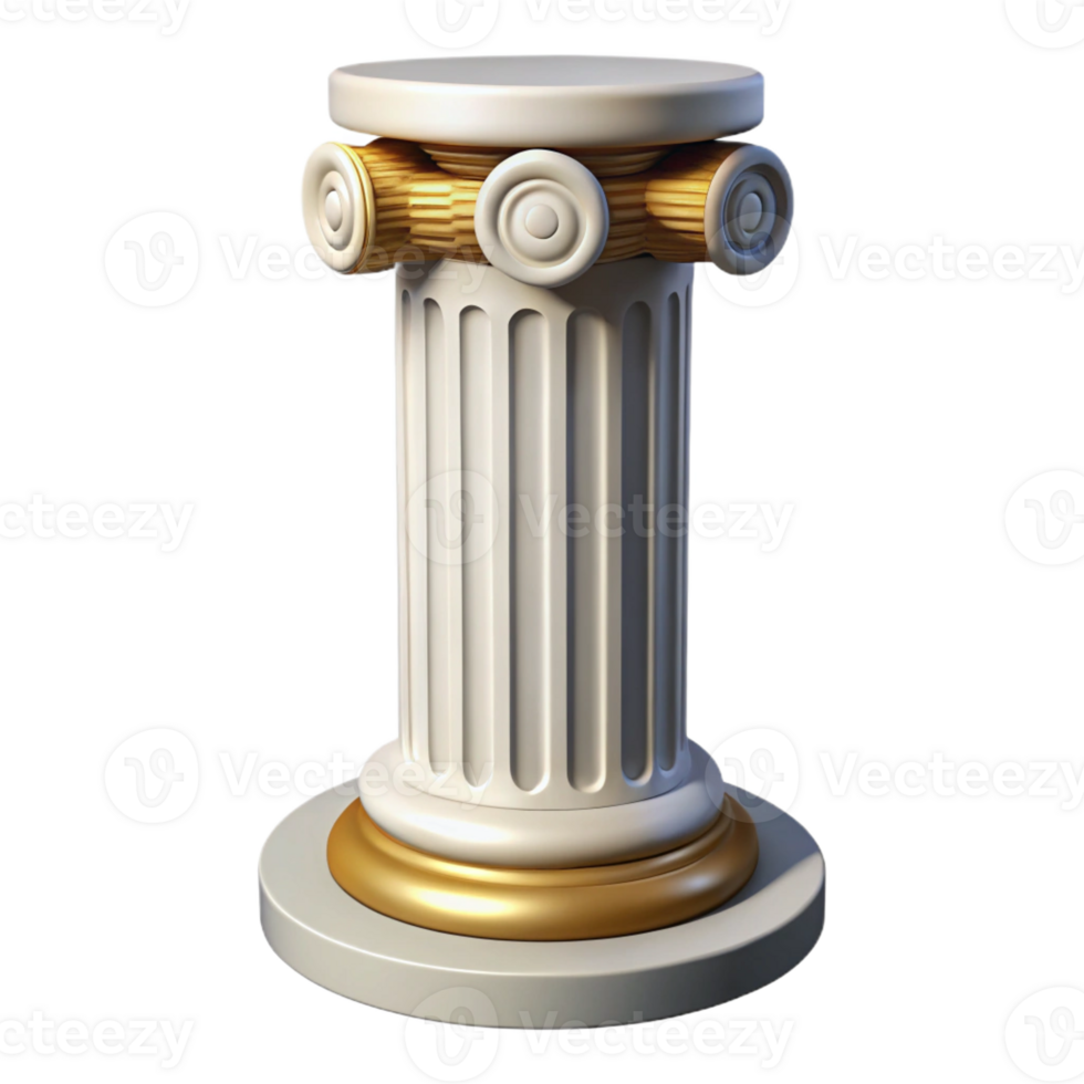 dramatic remarkable Classical Greek column, fluted marble with Transparent Background png