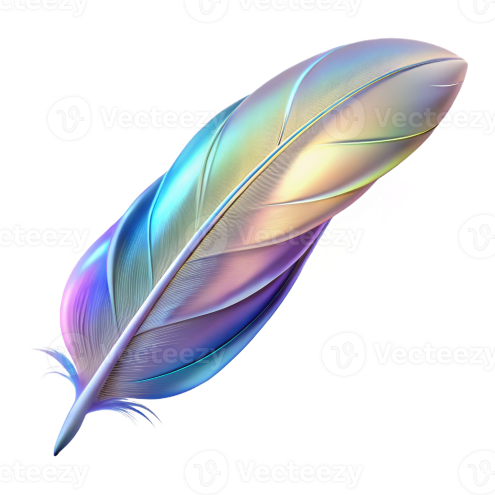 stunning remarkable A floating feather, light and airy, with delicate, iridescent hues with Transparent Background png