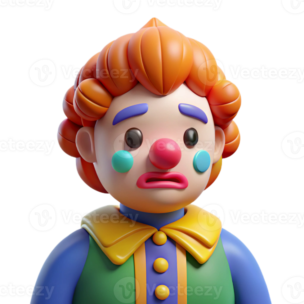 hypnotic sought-after Sad clown, colorful makeup, with Transparent Background png