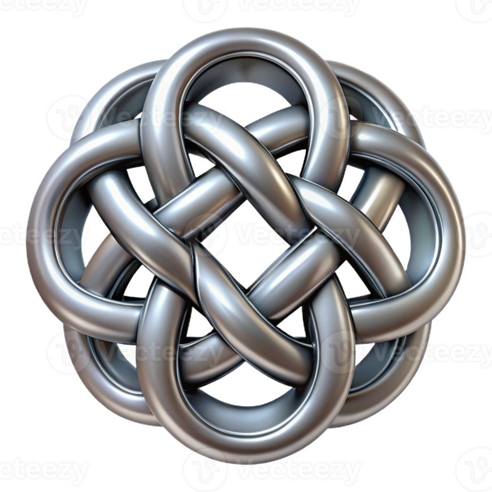 striking dramatic mid-century An intricate Celtic knot made of interwoven silver vines with Transparent Background elite png