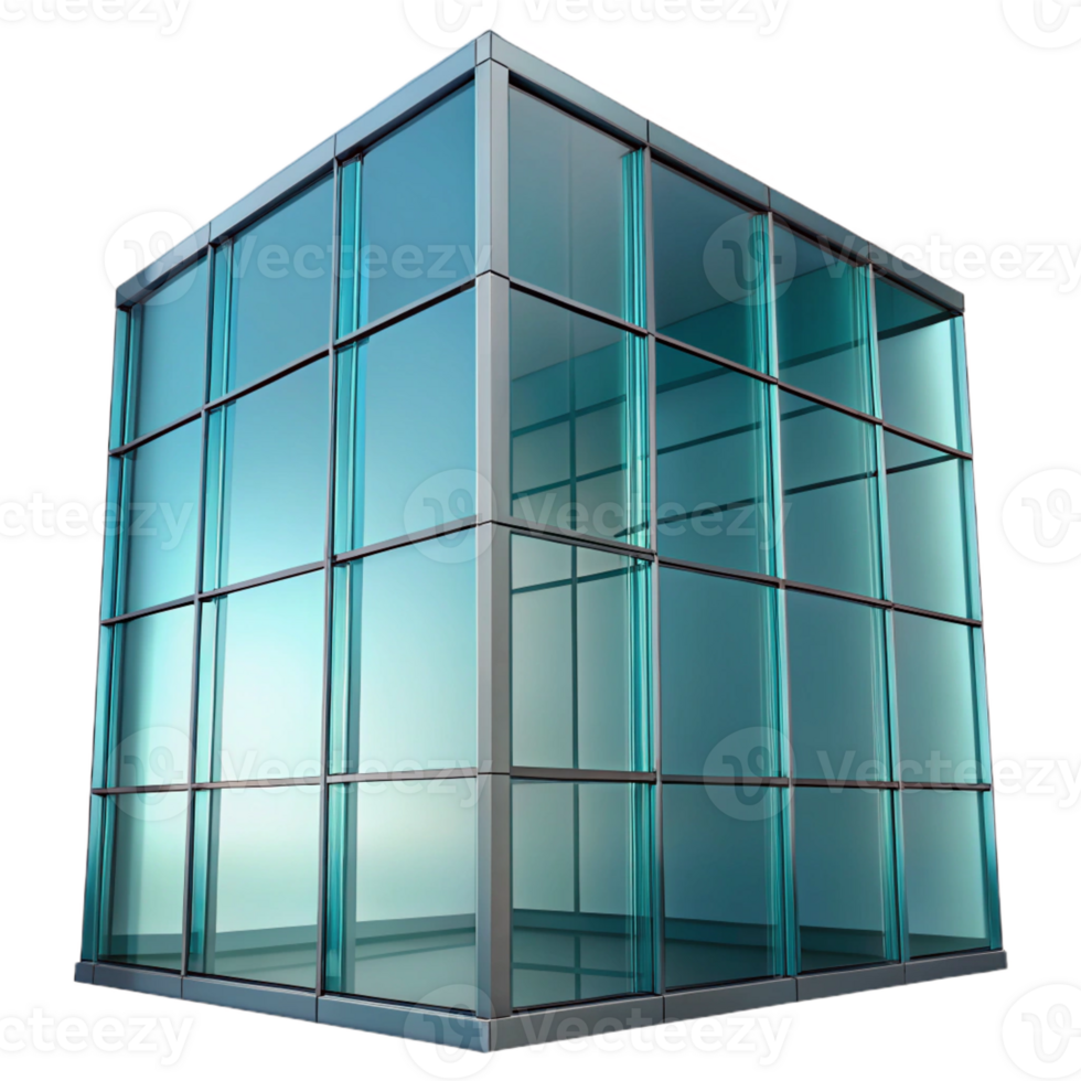 calm serene Glass curtain wall panel, reflective surface with Transparent Background professional png