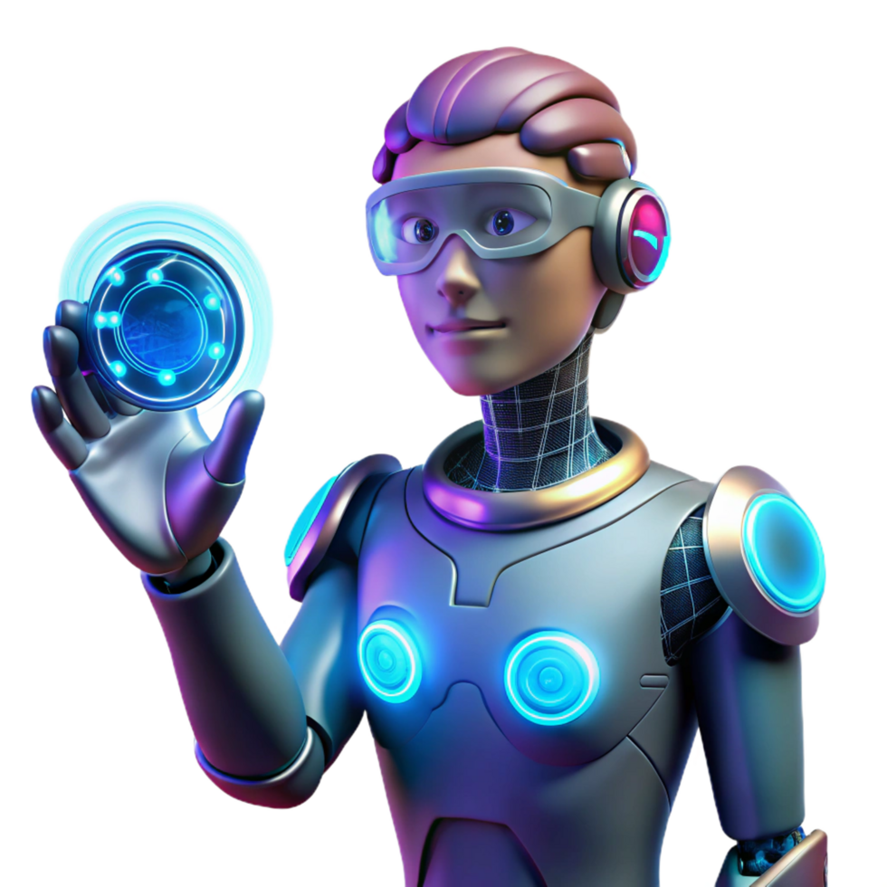 vibrant abstract A Cyborg with Glowing Implants Interacting high resolution png