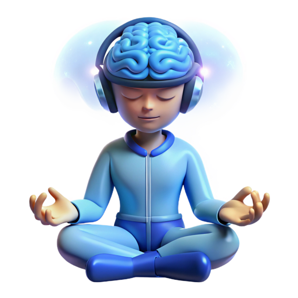 beautiful vintage A Person Meditating with a Brain Computer authentic png