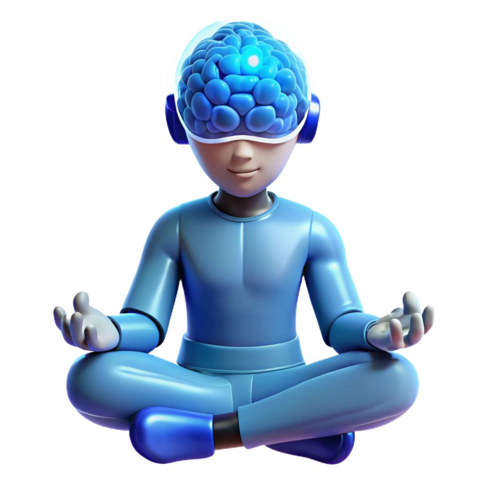 magnificent abstract A Person Meditating with a Brain Computer 4K png