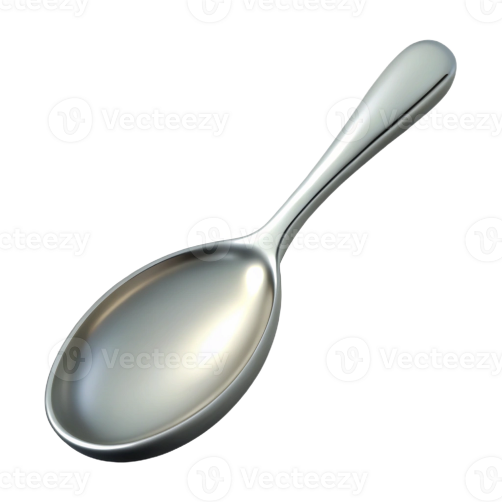wonderful quintessential Concept art style, isolated cutout of a single silver tablespoon with Transparent Background png