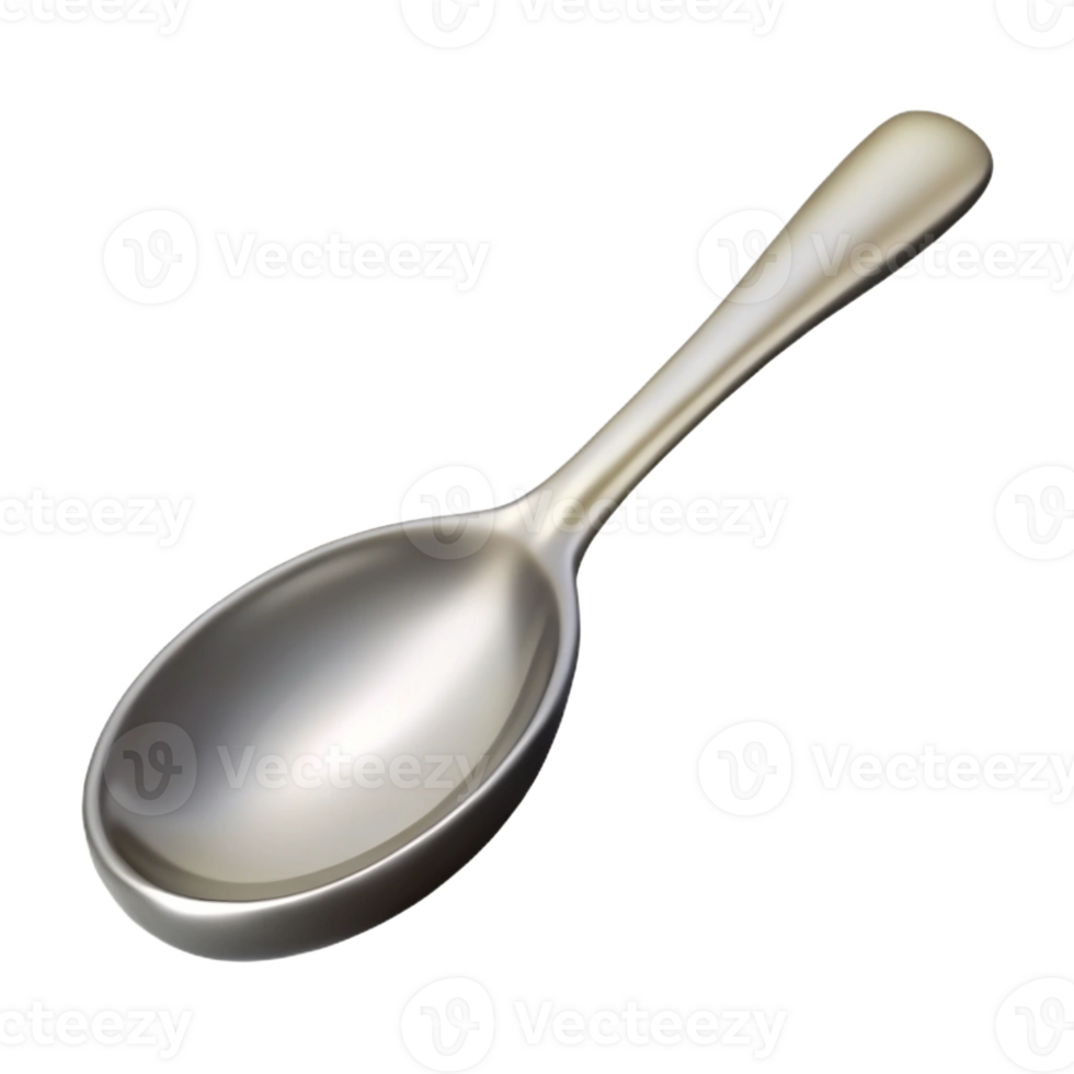 pristine rustic Concept art style, isolated cutout of a single silver tablespoon with Transparent Background expertly shot png