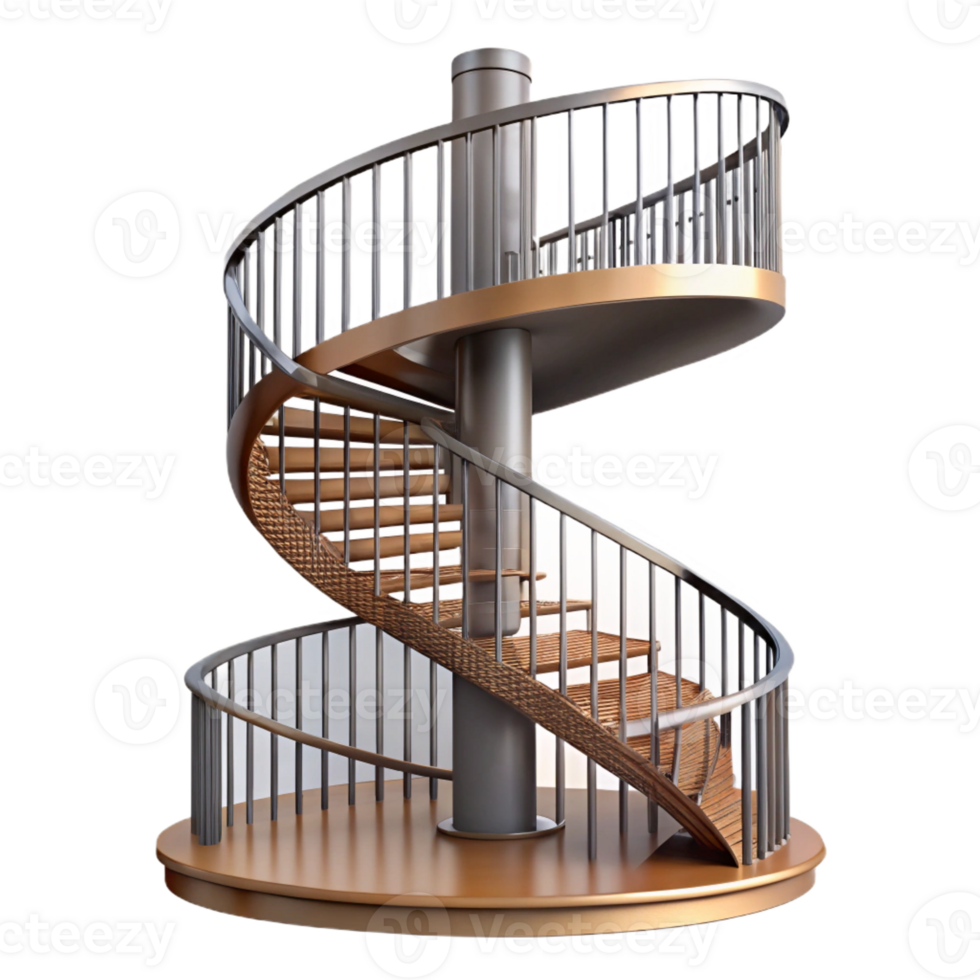 picturesque unparalleled Spiral staircase, wrought iron railing with Transparent Background png