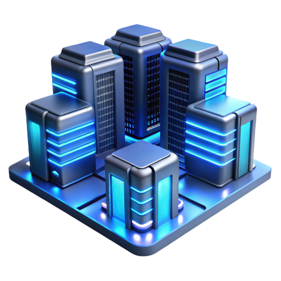 elegant vintage A Futuristic Data Center with Rows of detailed png