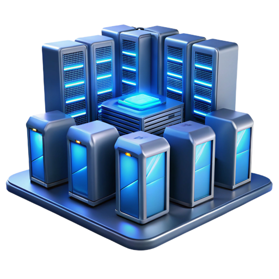 serene contemporary A Futuristic Data Center with Rows of detailed png