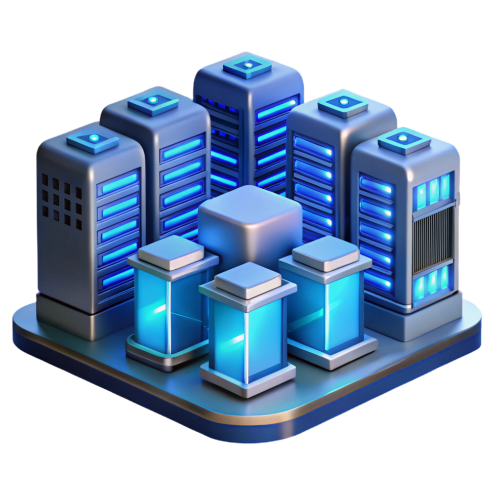 stunning creative A Futuristic Data Center with Rows of authentic png