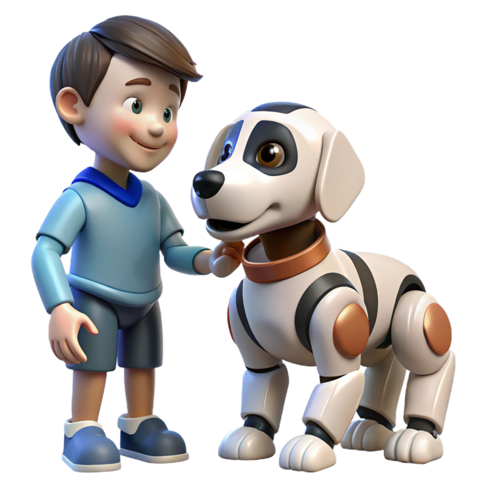 magnificent rustic A Robotic Dog Interacting with a Child exclusive png