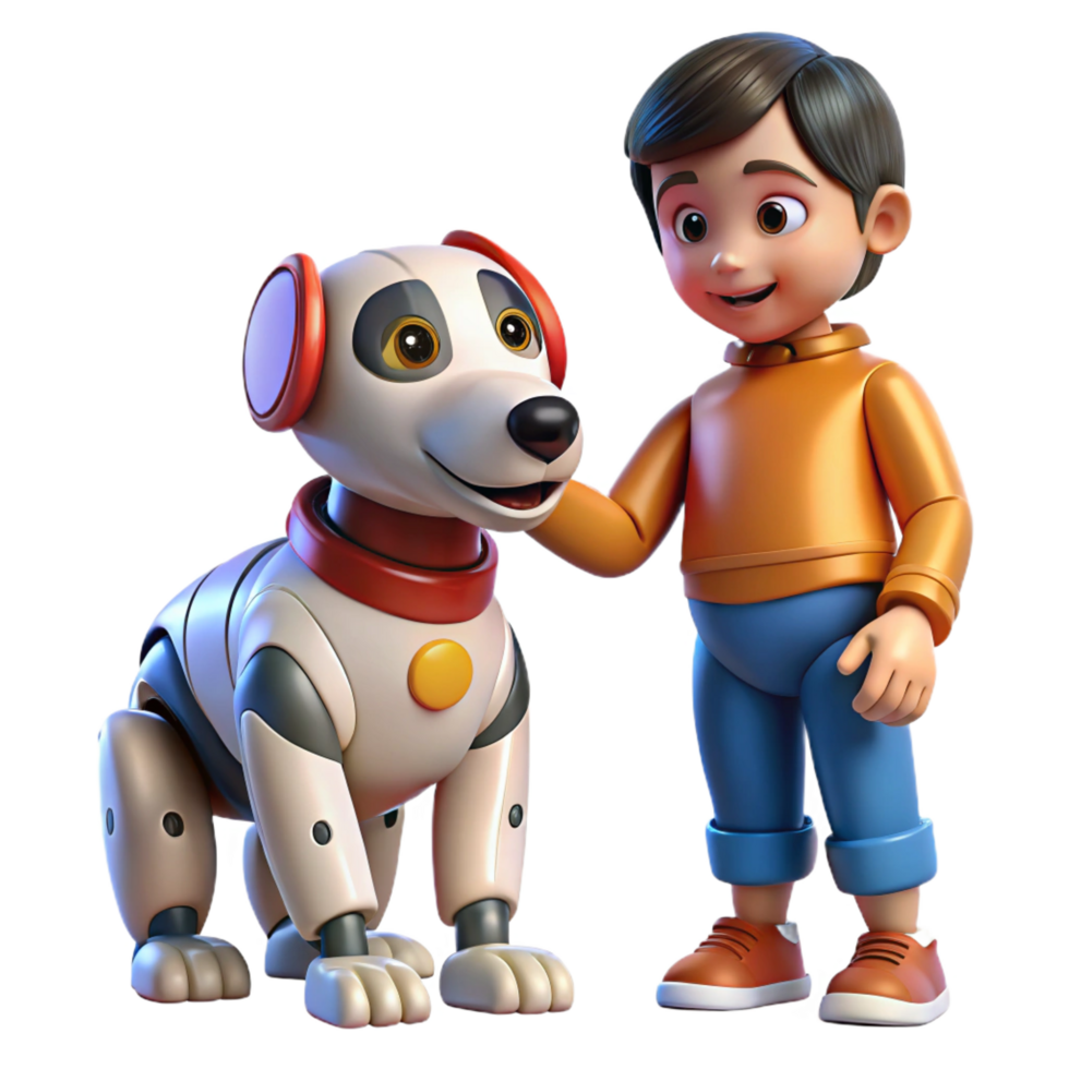 extraordinary abstract A Robotic Dog Interacting with a Child original png