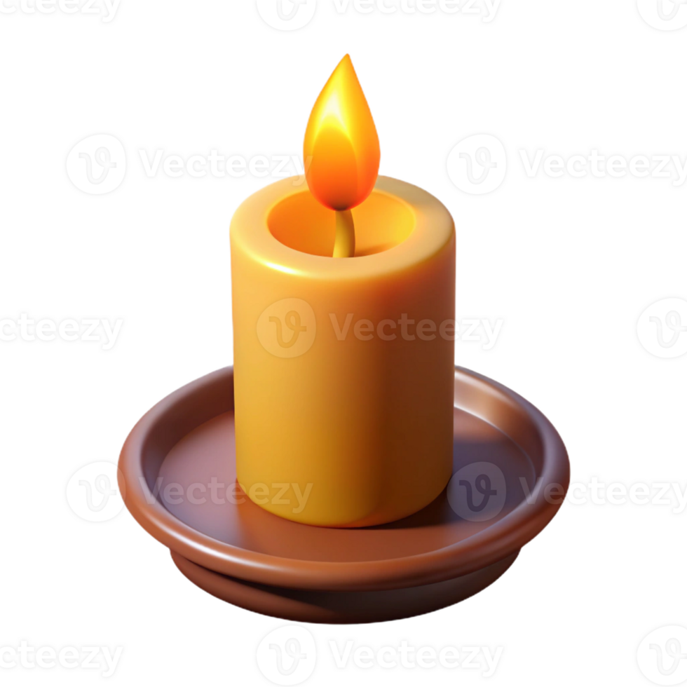 elegant unparalleled A single, burning candle with a flickering flame with Transparent Background png