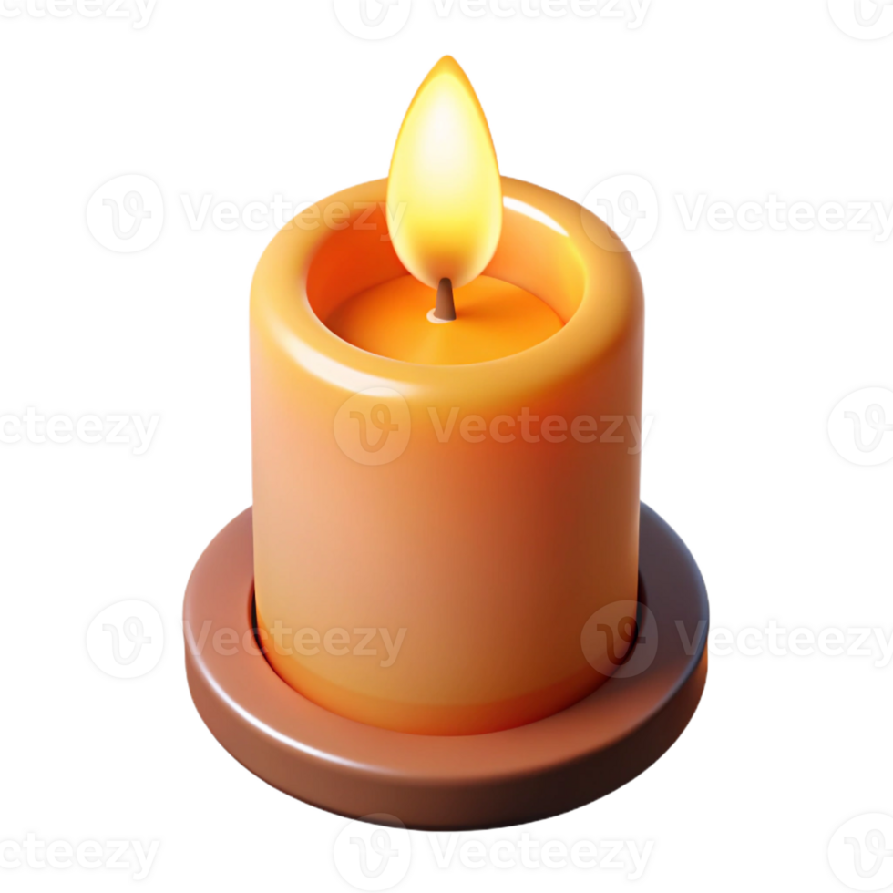 dazzling whimsical urban A single, burning candle with a flickering flame with Transparent Background elite png