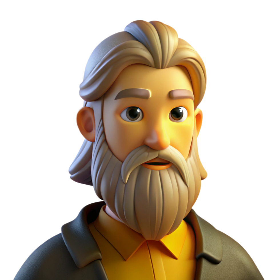 beautiful artistic Portrait of a Man with a Long Beard and professional png