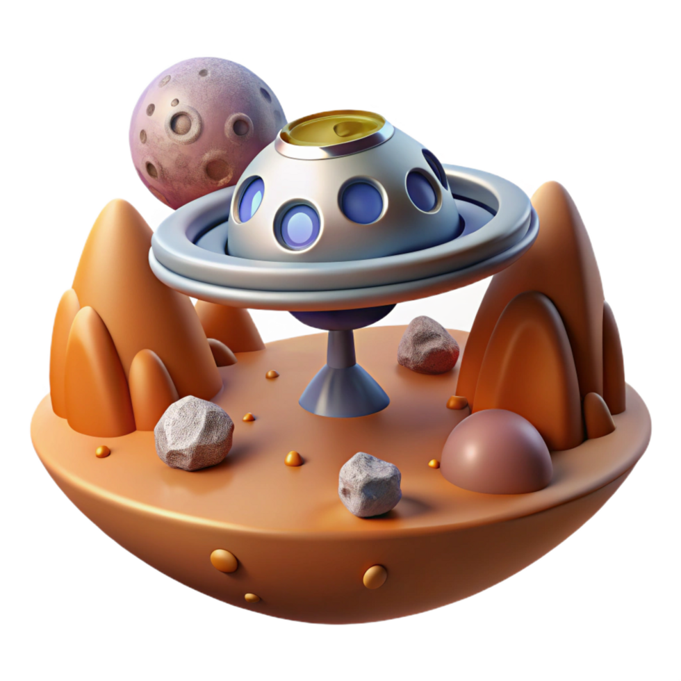 wonderful vintage A Space Probe Exploring a Distant Planet genuine png