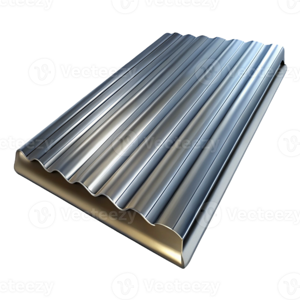 magnificent retro Metal roofing panel, corrugated galvanized with Transparent Background flawless png
