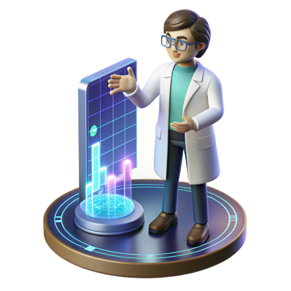 stunning minimalist A Scientist Analyzing Data on a 4K png
