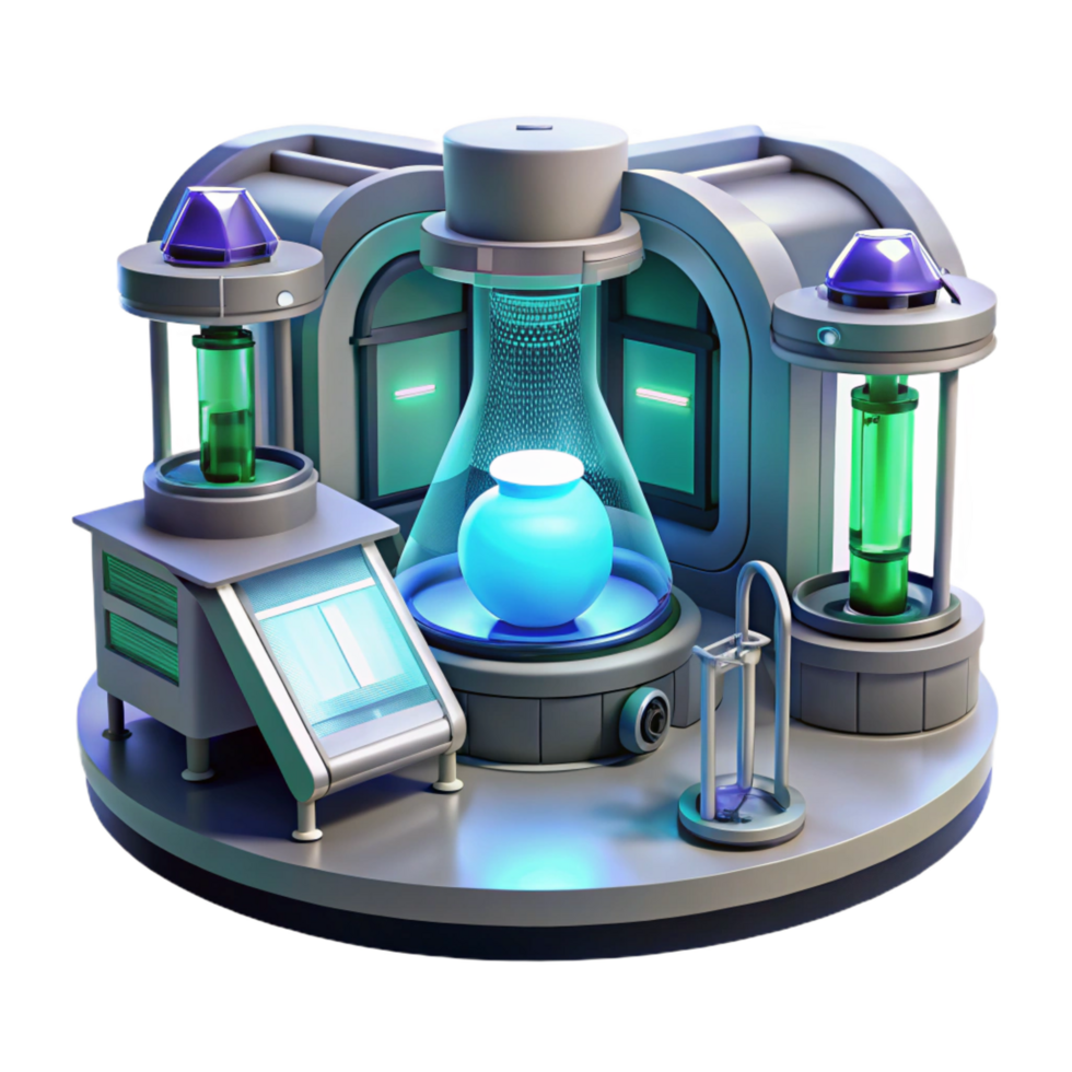 vibrant vintage A Futuristic Laboratory Filled with premium png