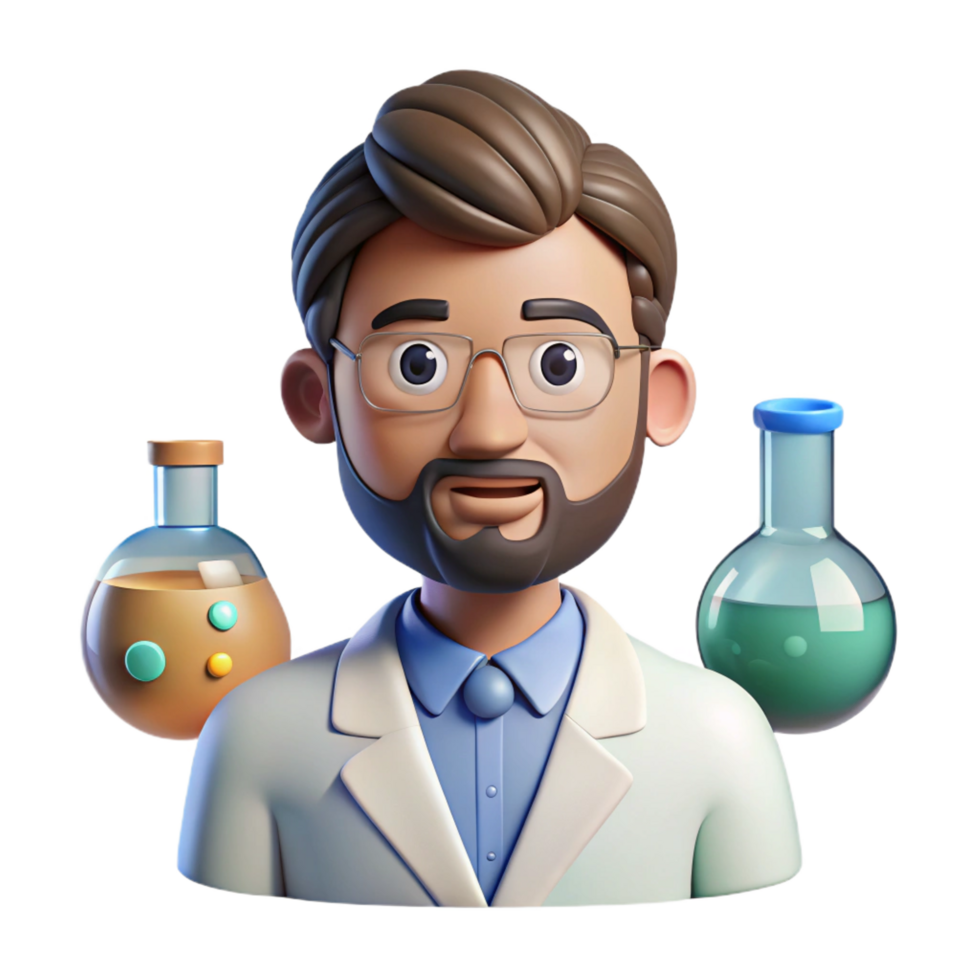 magnificent creative Portrait of a Scientist with a Curious detailed png