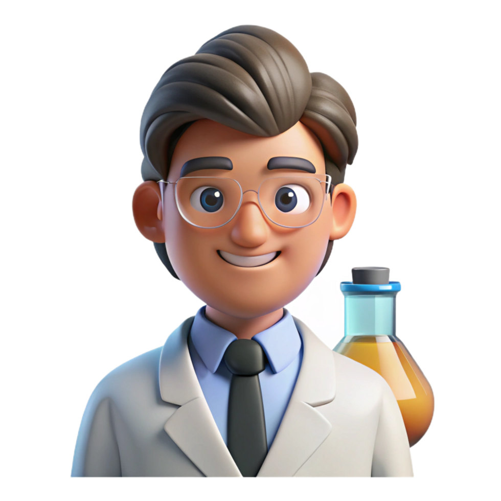 stunning minimalist Portrait of a Scientist with a Curious professional png