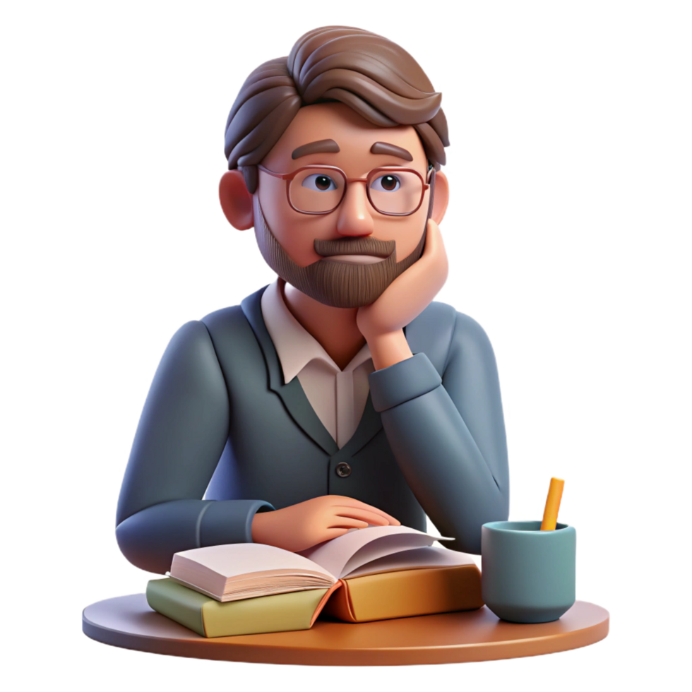 stunning traditional Portrait of a Writer Deep in Thought premium png