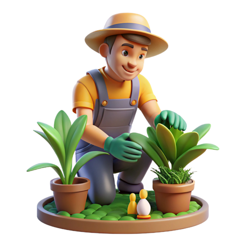 beautiful vintage Portrait of a Gardener Tending to Their premium png