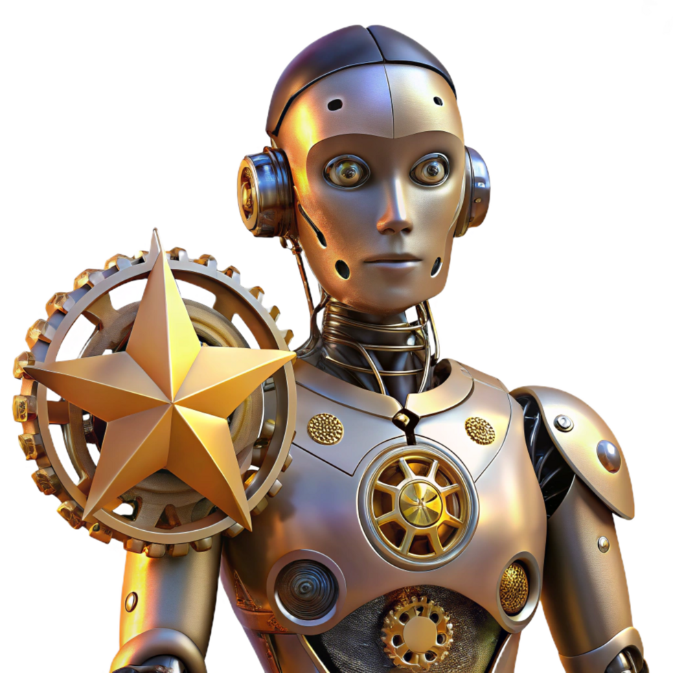 extraordinary abstract A Humanoid Robot with Intricate Clockwork genuine png