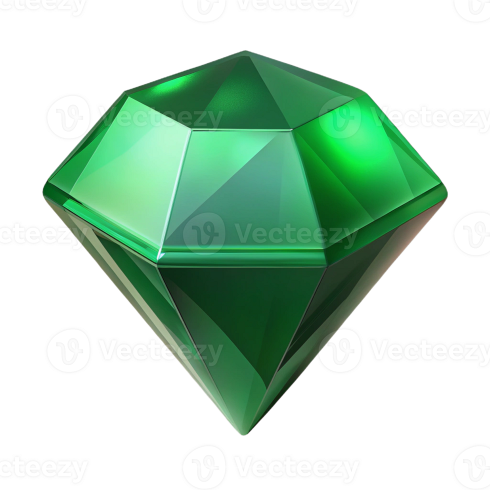 serene whimsical mid-century A single, polished gemstone, emerald green with Transparent Background museum quality png