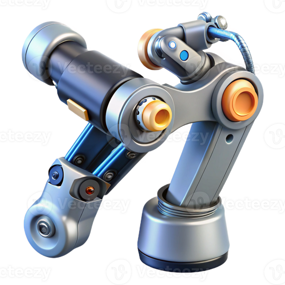 radiant unparalleled Ultra-detailed, concept art style, isolated cutout of a cybernetic, robotic arm with exposed wiring with Transparent Background png