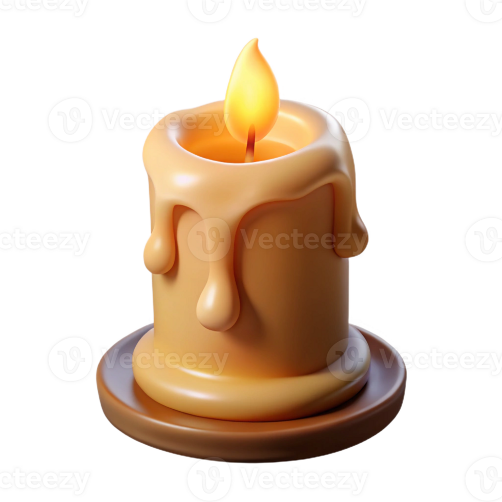 calm picturesque Photorealistic, isolated cutout of a single, burning candle, wax dripping with Transparent Background exclusive png