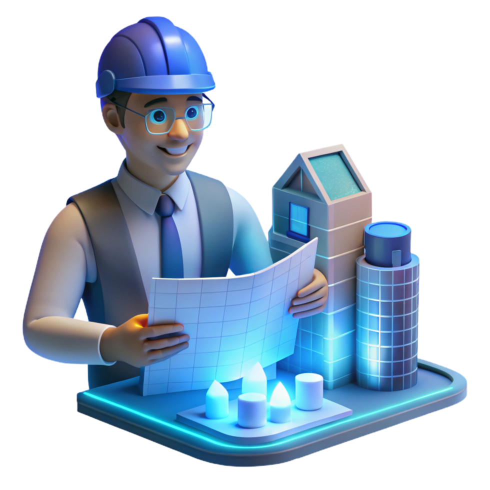 vibrant rustic Portrait of an Architect Examining high resolution png