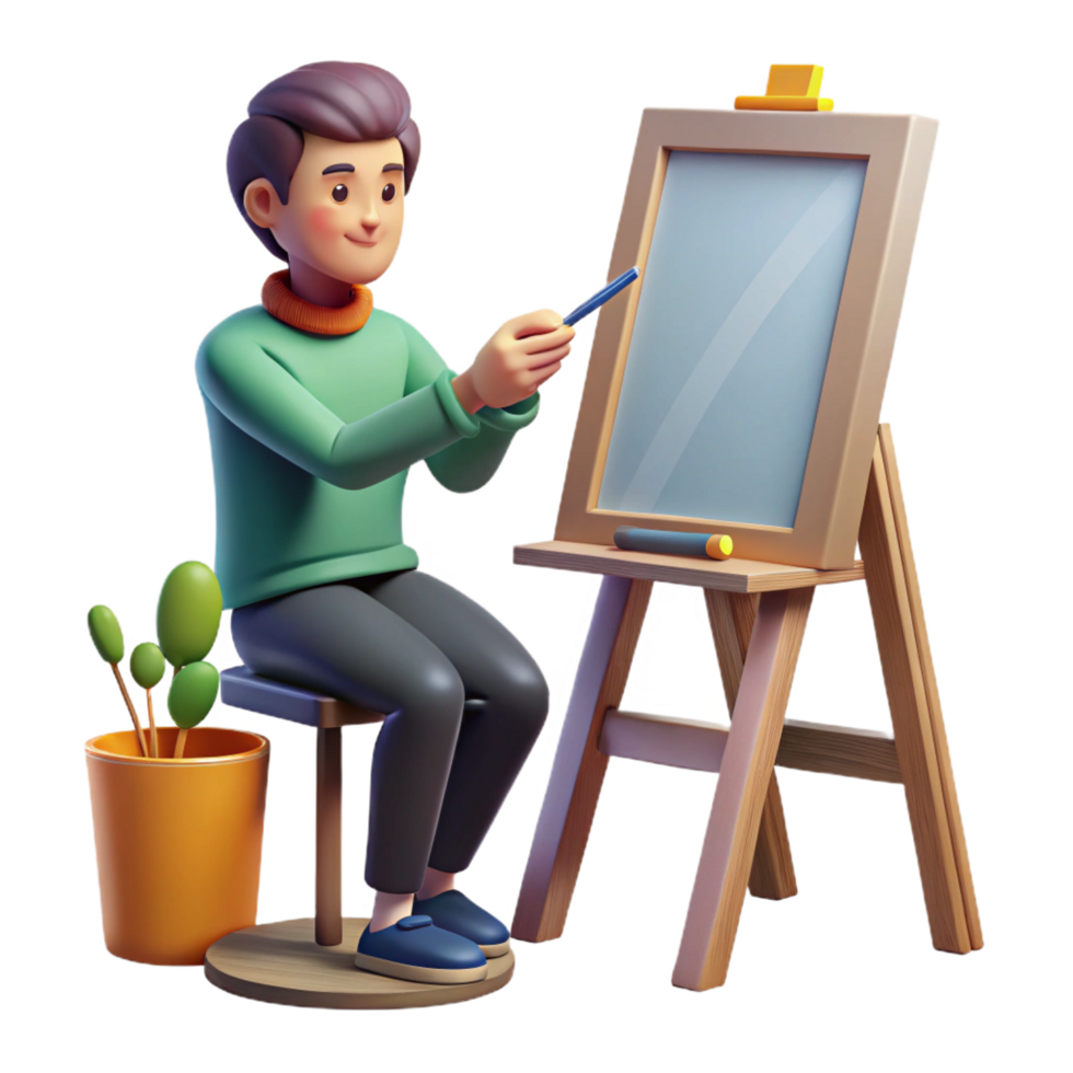 dramatic modern Portrait of an Artist Painting on a high quality png
