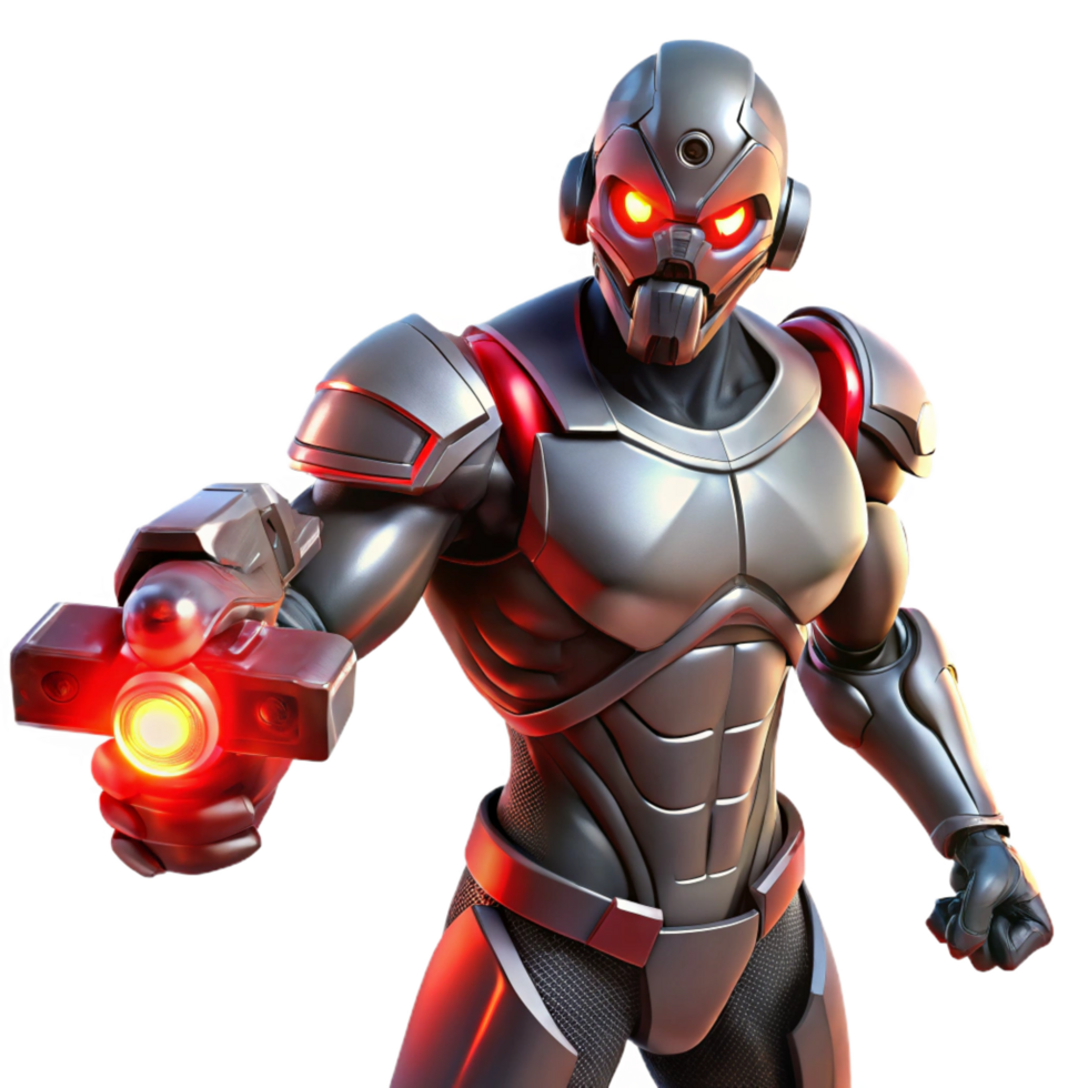 wonderful vintage A Cyborg with Glowing Red Eyes and 4K png