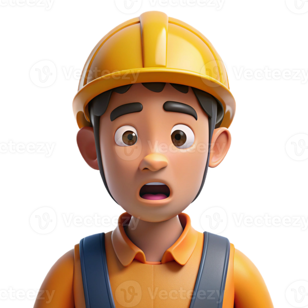passionate alluring Confused construction worker, hard hat, with Transparent Background sharp png