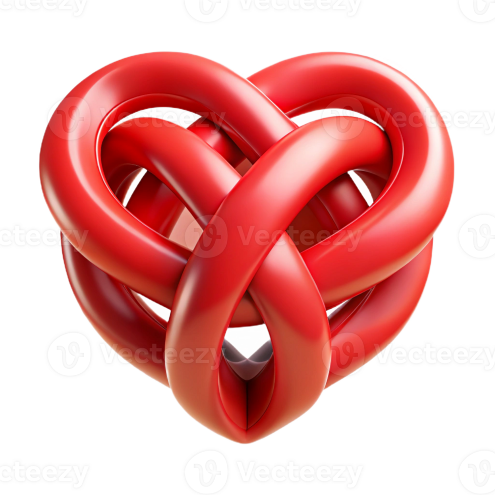 stunning melancholic creative A stylized heart made of intertwined red ribbons with Transparent Background masterfully captured png