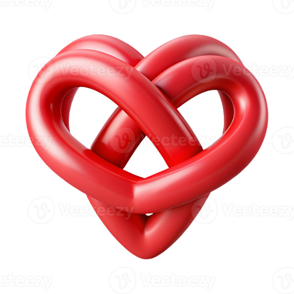 glorious exceptional A stylized heart made of intertwined red ribbons with Transparent Background png