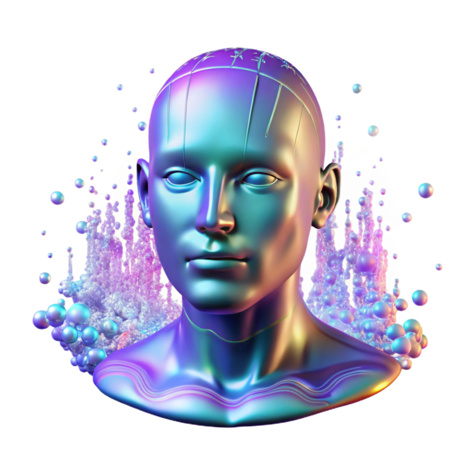 elegant artistic A Holographic Projection of a Human Face premium png
