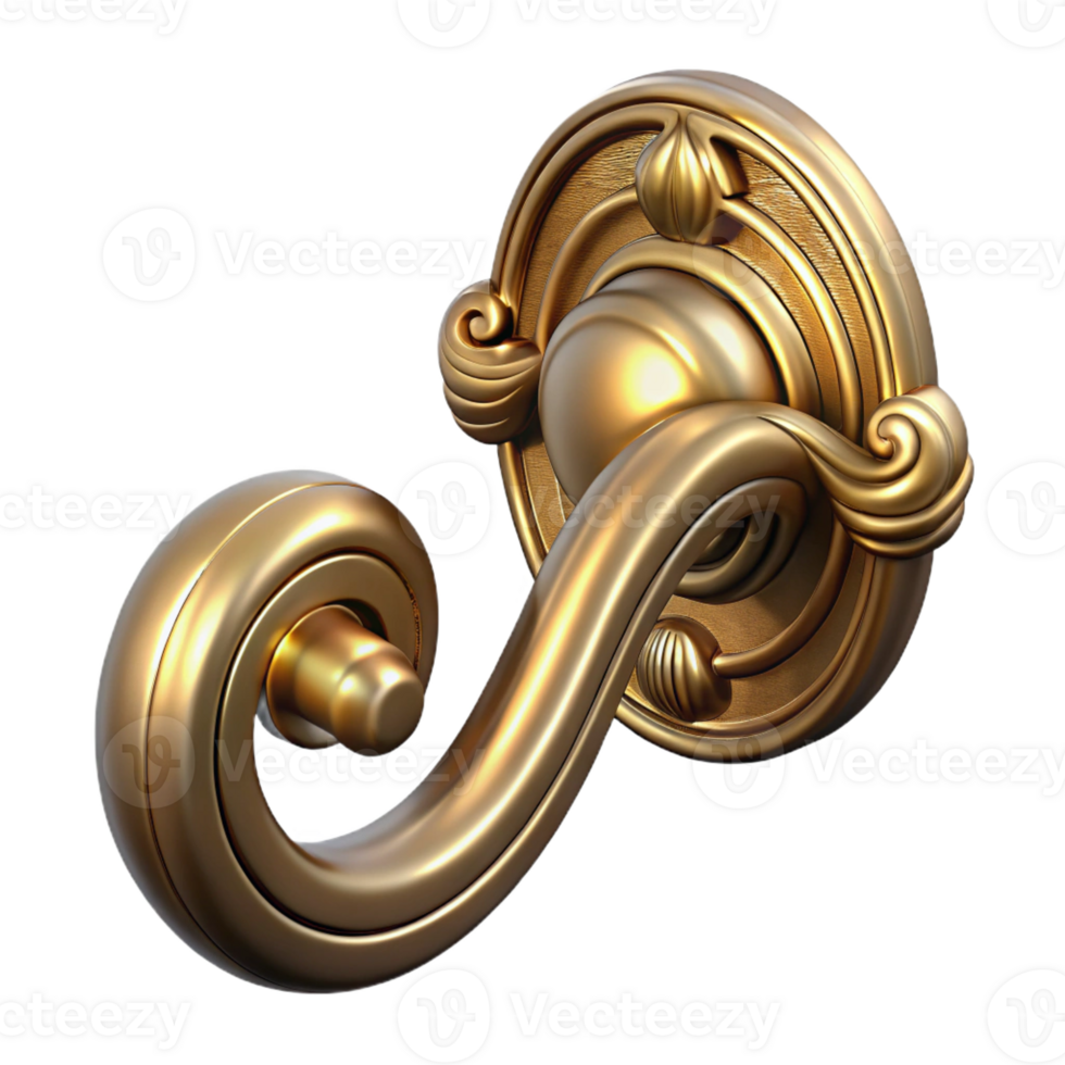 picturesque bold elegant French door handle, ornate brass with Transparent Background gallery standard png