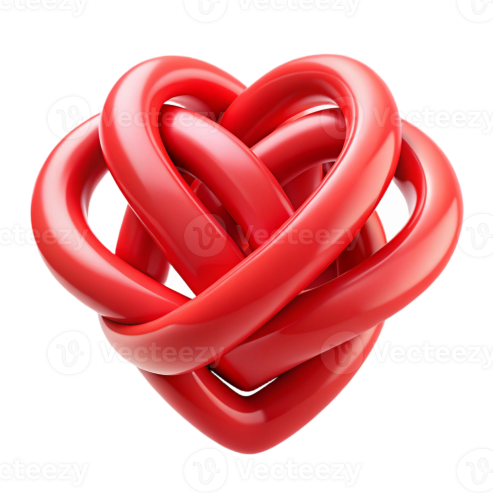 spectacular passionate renaissance A stylized heart made of intertwined red ribbons with Transparent Background elite png