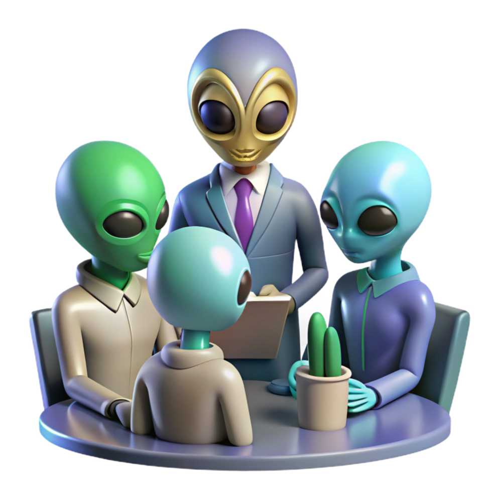 extraordinary vintage A Group of Alien Diplomats with Diverse high resolution png