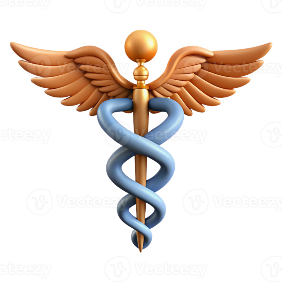 mesmerizing harmonious rustic Caduceus, staff of Hermes, symbol of medicine with Transparent Background genuine png