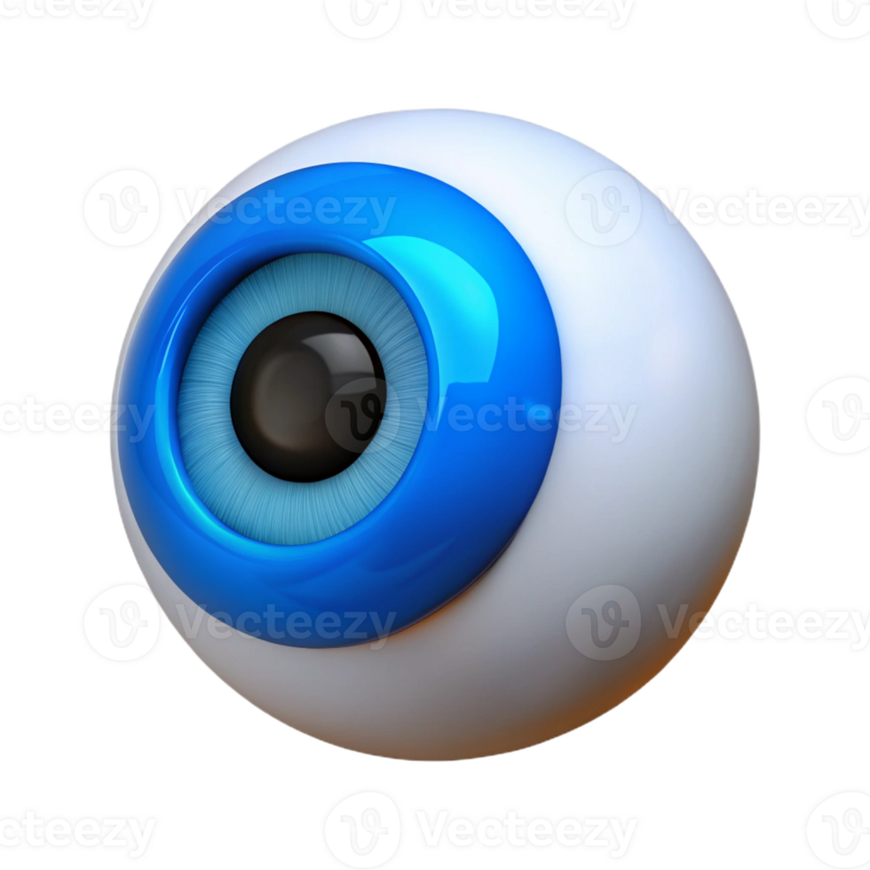 wonderful iconic Hyper-specific, professional render of a single, human eye, iris color blue, isolated cutout with Transparent Background png