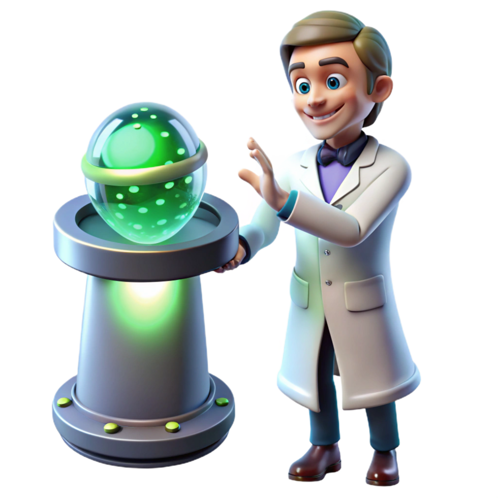 dramatic traditional A Scientist in a Lab Coat Examining a detailed png