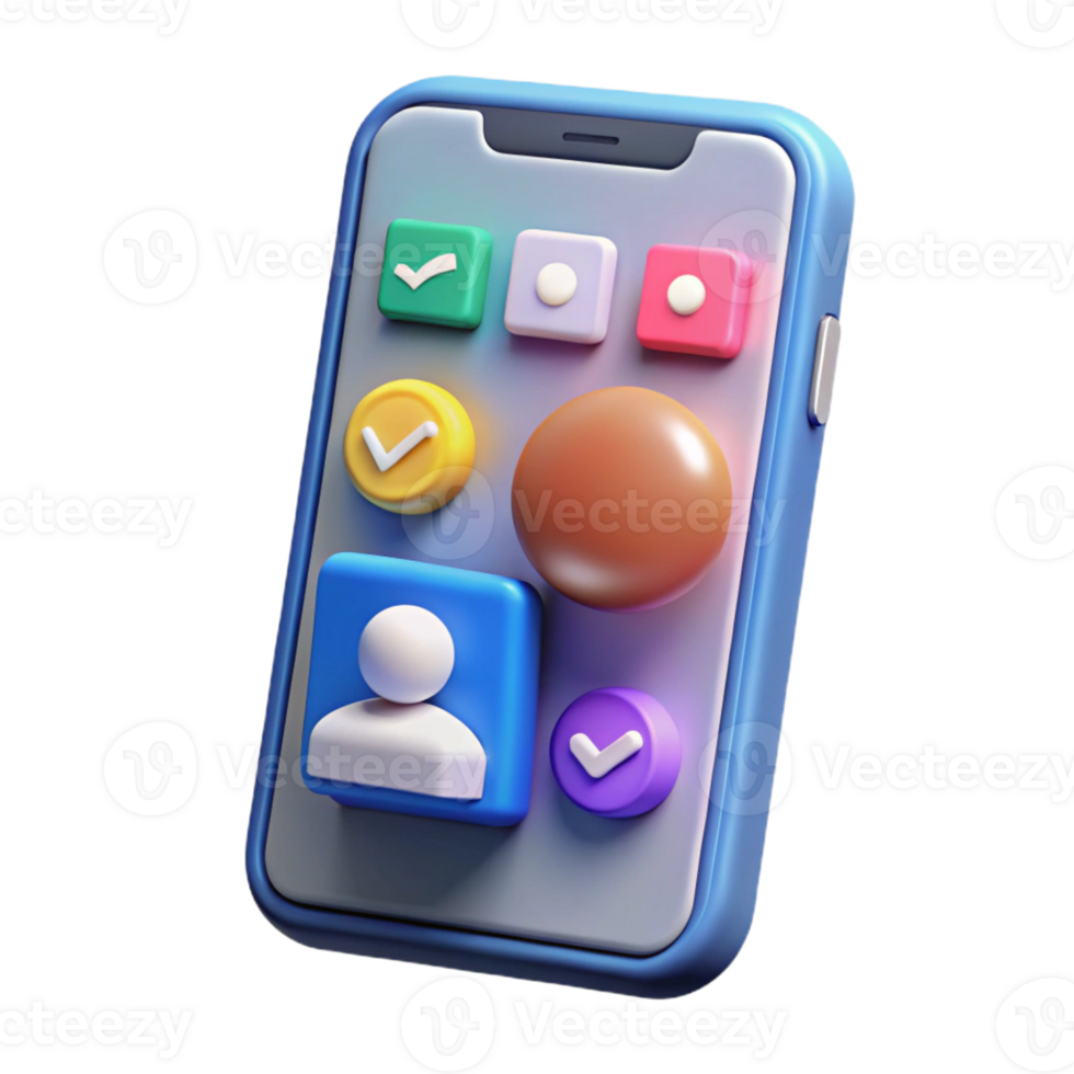 enchanting tropical Smartphone displaying social media app with Transparent Background sharp png