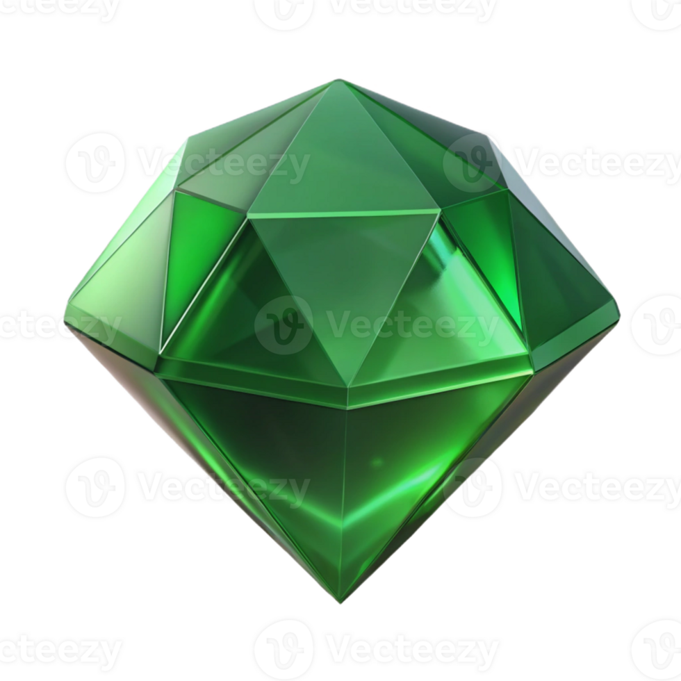 celebrated futuristic A single, polished gemstone, emerald green with Transparent Background precision png