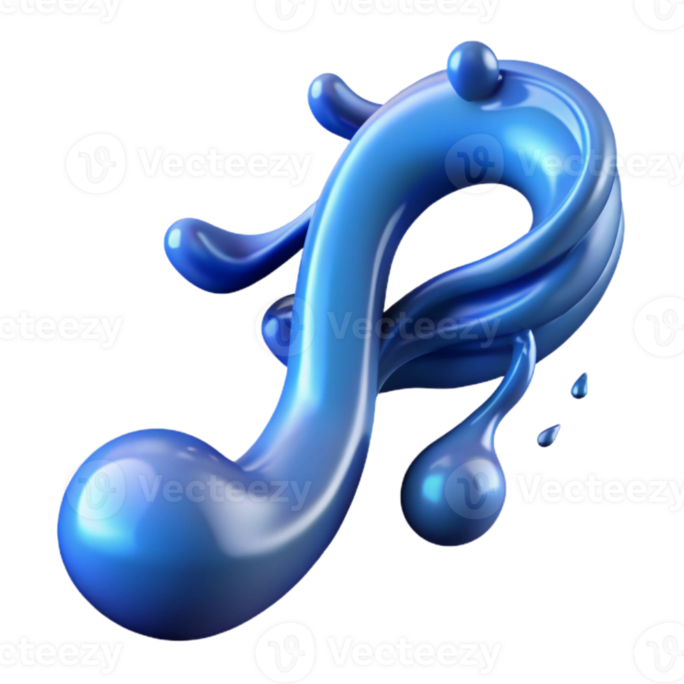mesmerizing celebrated A stylized music note made of flowing water with Transparent Background png