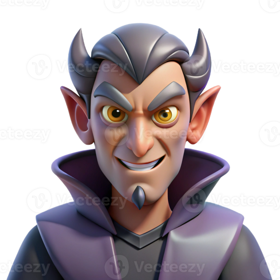 joyful magnificent Evil villain, menacing expression, with Transparent Background handcrafted png